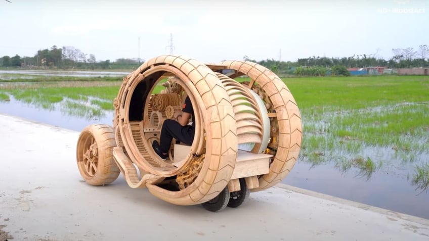 This wooden time machine on wheels is turning heads on the streets