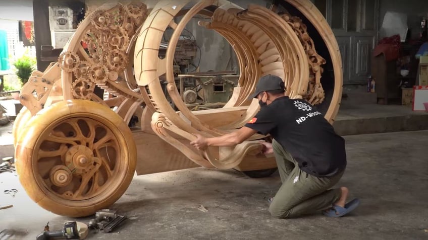 This wooden time machine on wheels is turning heads on the streets