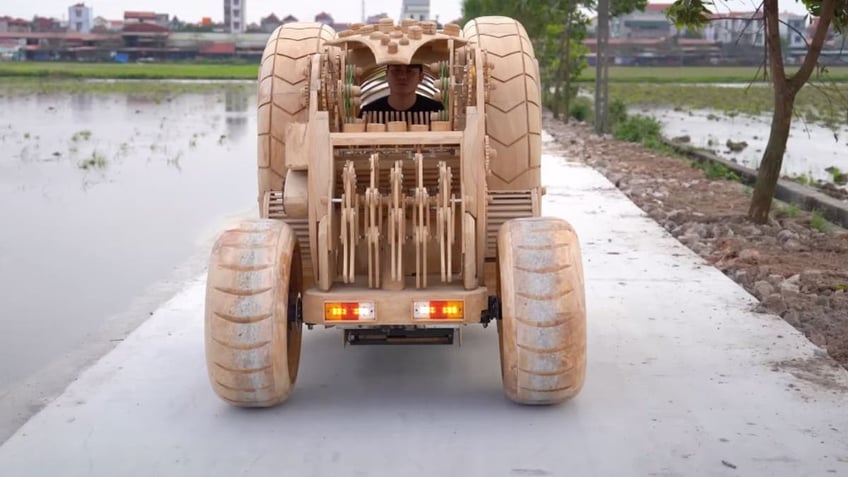 This wooden time machine on wheels is turning heads on the streets