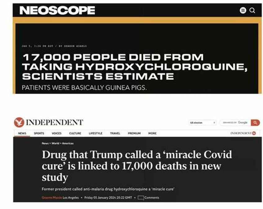 those published 17000 hydroxychloroquine deaths never happened