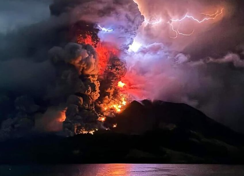 This handout photograph taken and released by the Center for Volcanology and Geological Ha