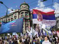 Thousands in Serbia mark 6 months since a train station canopy crash that triggered mass protests