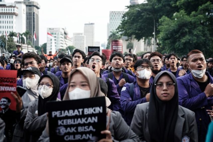 Demonstrators in Jakarta protest budget cuts by President Prabowo Subianto's government ai