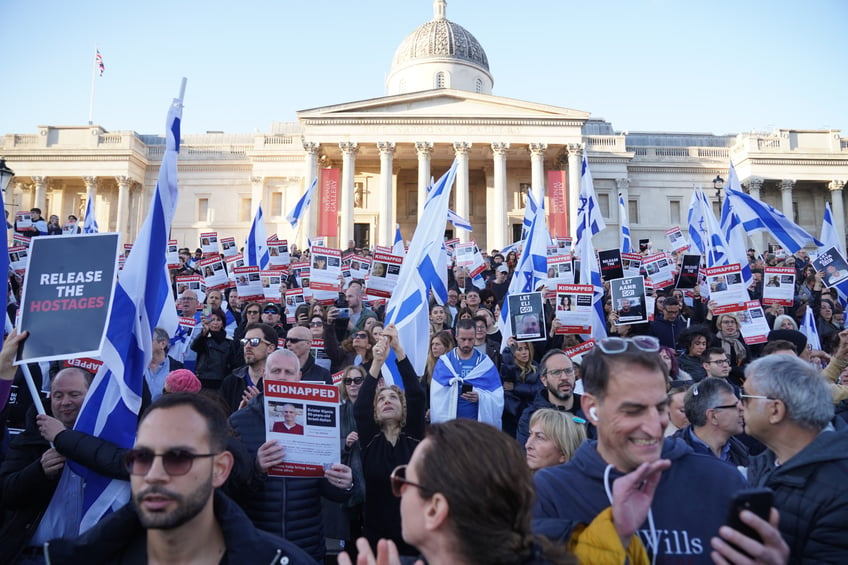 thousands rally across europe to support israel and demand hamas release hostages