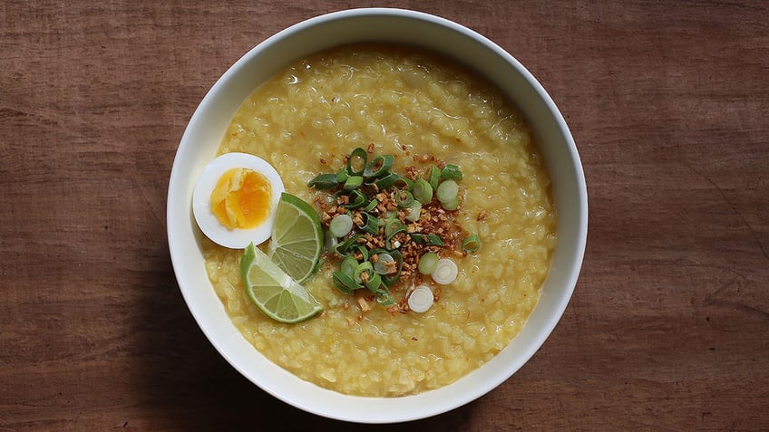 a bowl of Arroz Caldo