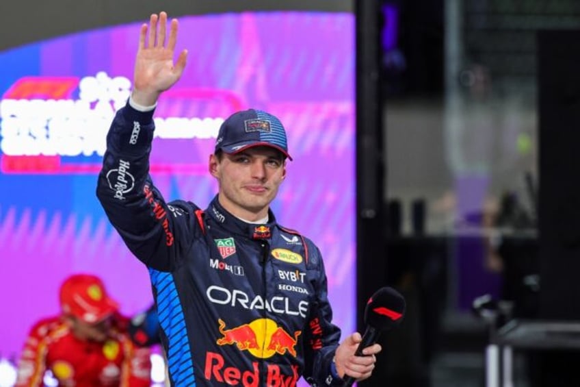 Victory salute: Max Verstappen