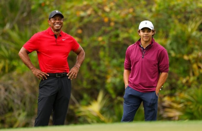 Tiger Woods, left, and son Charlie Woods, right, will compete in next week's PNC Champions