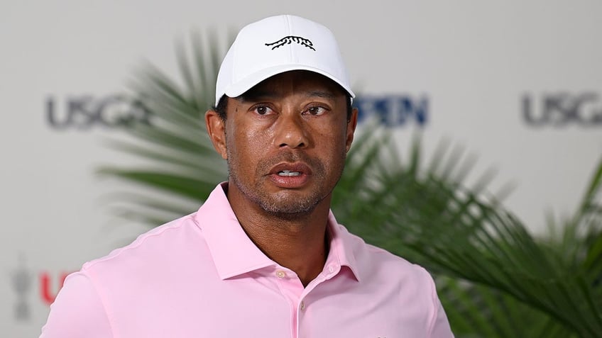 Tiger Woods speaks to the media 