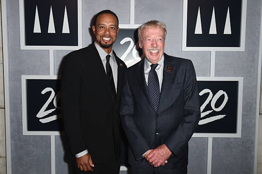 Tiger Woods and Nike co-founder Phil Knight attend the Tiger Woods Foundation's 20th Anniversary Celebration at the New York Public Library on...