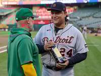 Tigers' Miguel Cabrera, recovering alcoholic, given $90 bottle of wine by Athletics as farewell gift