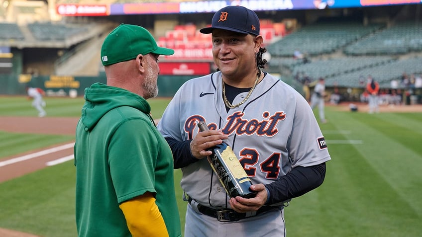 tigers miguel cabrera recovering alcoholic given 90 bottle of wine by athletics as farewell gift