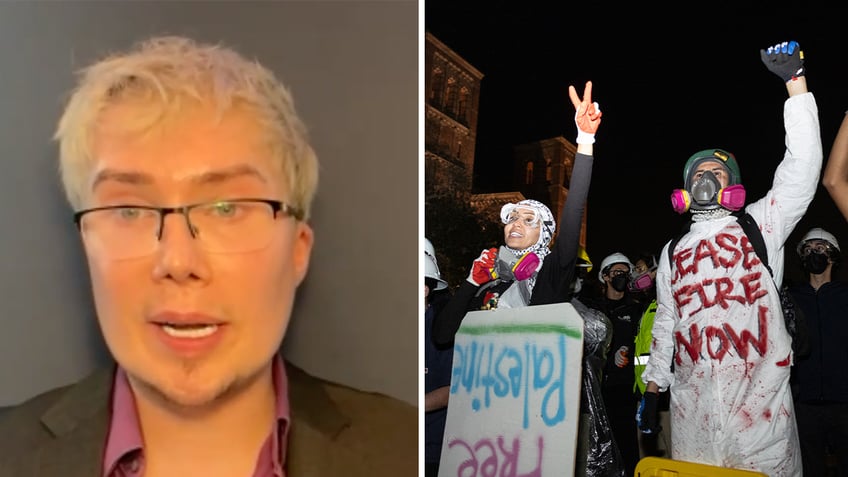 Oli London and photo of UCLA protesters