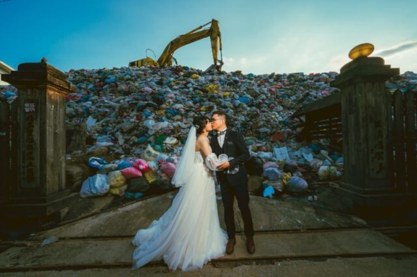 til trash do us part taiwan couple embraces garbage wedding shoot