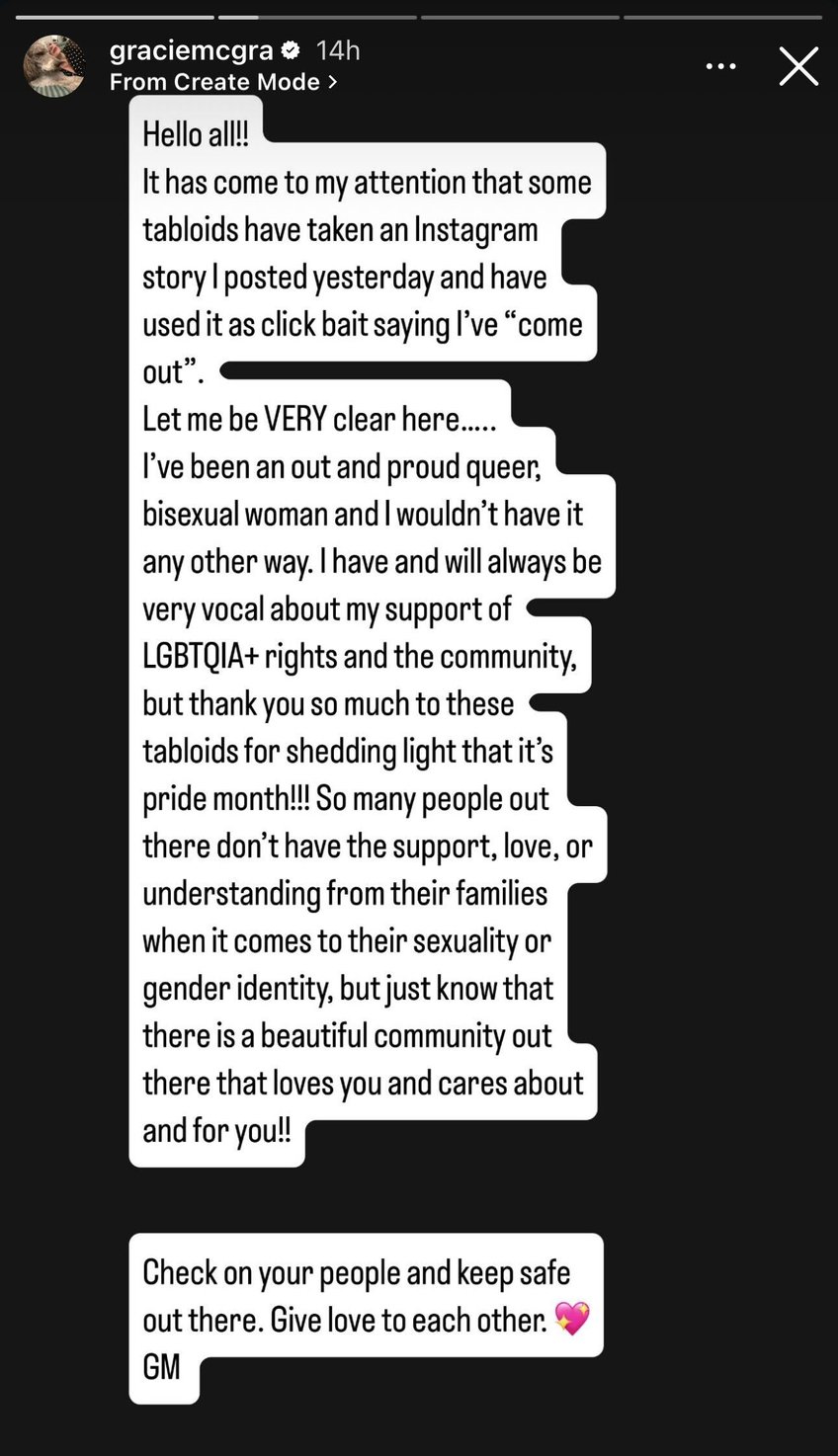 tim mcgraw faith hills daughter gracie says shes out and proud queer bisexual i wouldnt have it any other way