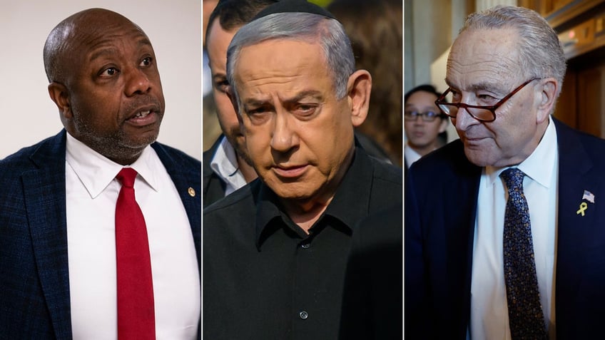 Sen. Tim Scott, Benjamin Netanyahu, and Sen Chuck Schumer