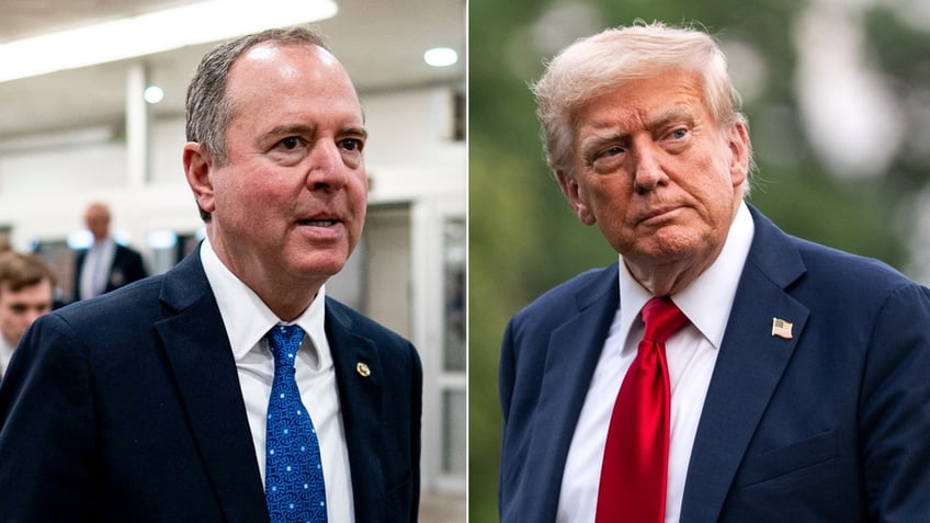 split images of Adam Schiff and Donald Trump
