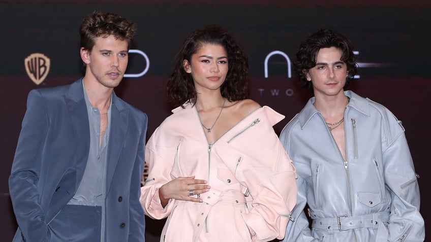 Austin Butler, Zendaya and Timothee Chalamet pose together