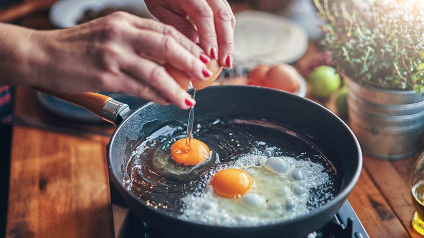 Frying eggs in a Pan