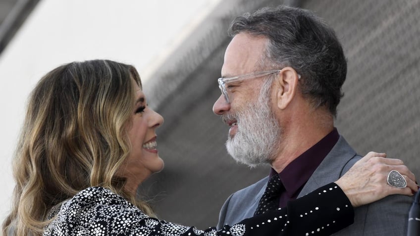 Tom Hanks and Rita Wilson looking at each other