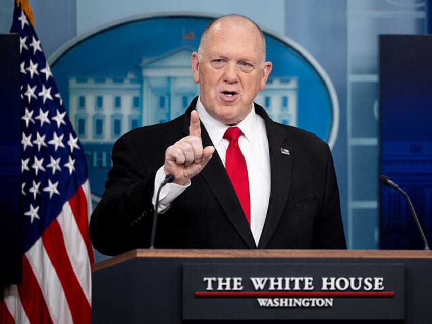 Tom Homan, White House border czar, speaks during a news conference in the James S. Brady