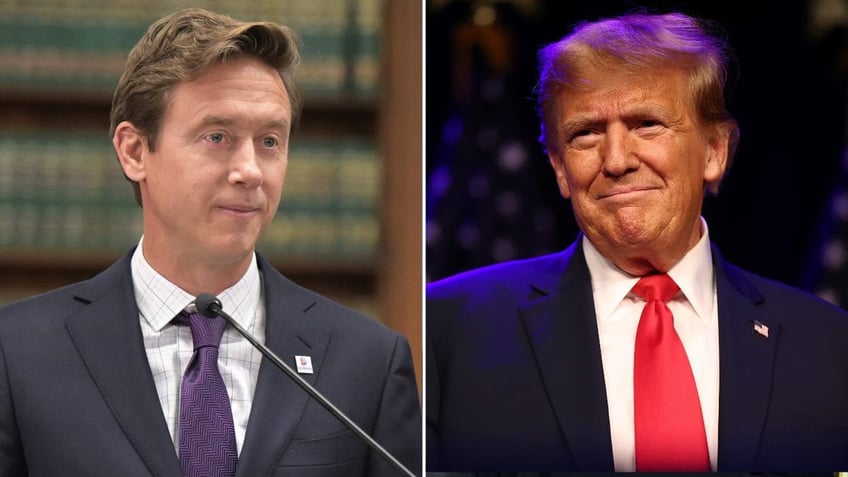 Denver Mayor Mike Johnston and former President Donald Trump