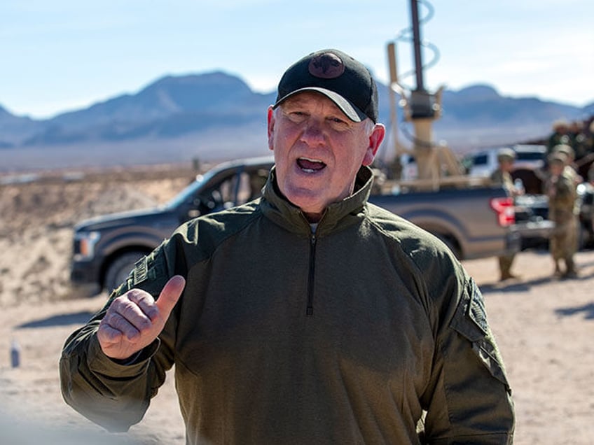 Border czar Tom Homan speaks to the media while visiting the US-Mexico border with Defense