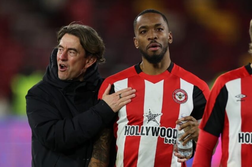 Brentford boss Thomas Frank (L) and the club's star striker Ivan Toney