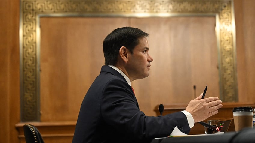 US Senator Marco Rubio testifies before a Senate Foreign Relations Committee hearing on his nomination to be Secretary of State, on Capitol Hill in Washington, D.C., on Jan. 15, 2025. 