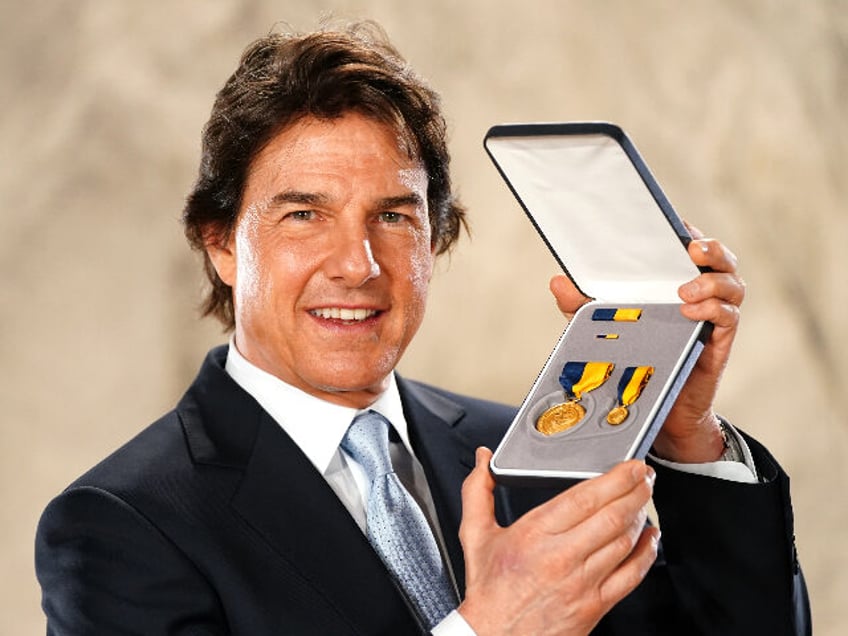 Actor Tom Cruise after being presented with the US Navy Distinguished Public Service Award