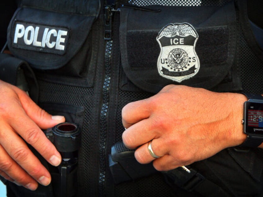 he ICE patch on the vest of David Marin, deputy field officer, on Tuesday, July 19, 2016.