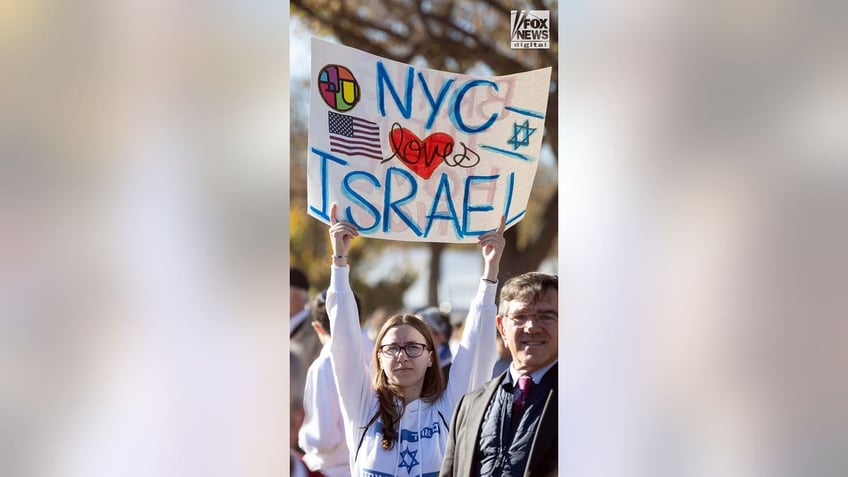 Demonstrators participate in the March for Israel at the National Mall