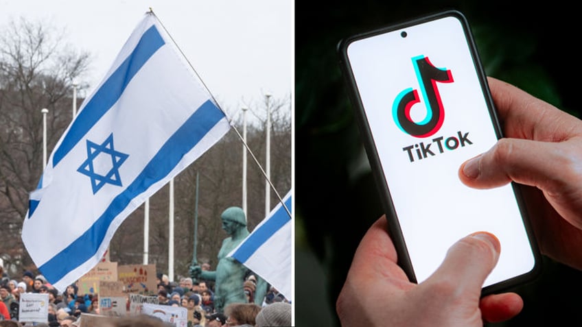 Israeli flag and TikTok on a phone