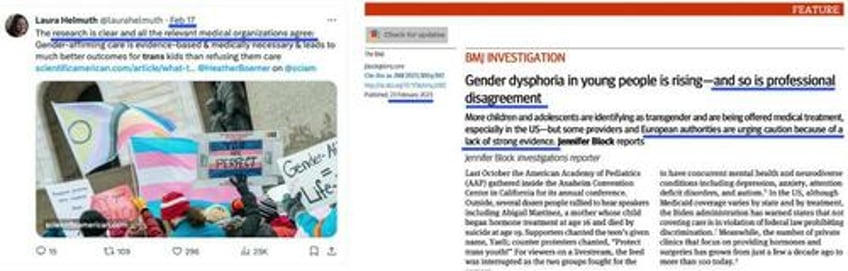 top medical journal slaps down scientific americans laura helmuth for unscientific trans activism