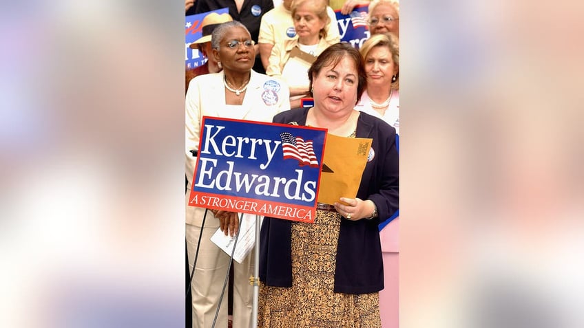 Sen. Liz Krueger speaks at the Women's Rally in support of presidential candidate John Kerry.