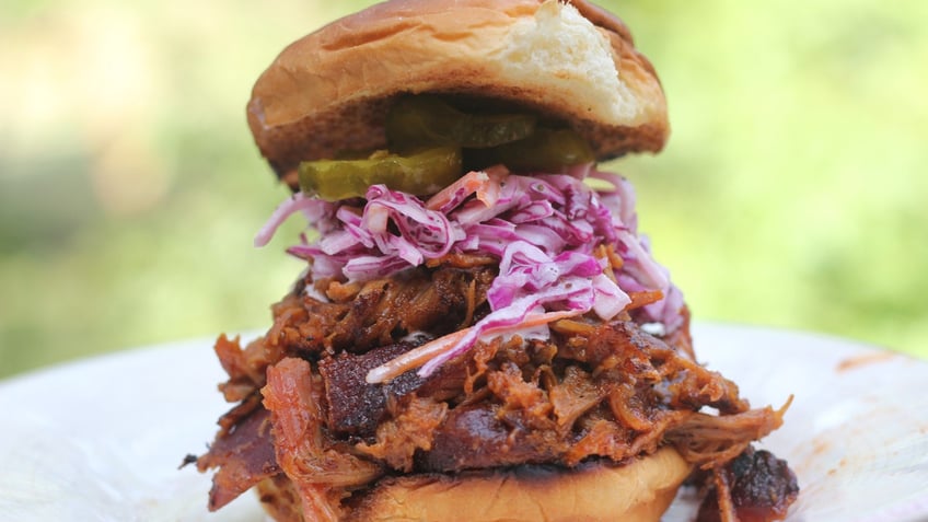 This is a close-up look at the barbecue pork sandwich from Josh Cooper and Cooper's Next Level BBQ.