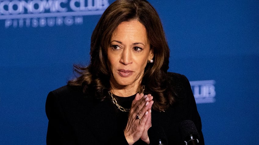 Kamala Harris speaks at a campaign event in Pittsburg.