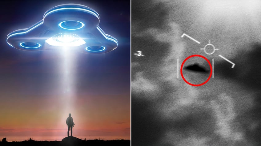 split screen of ufo