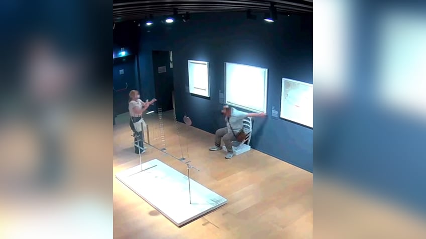 Tourist damages museum chair