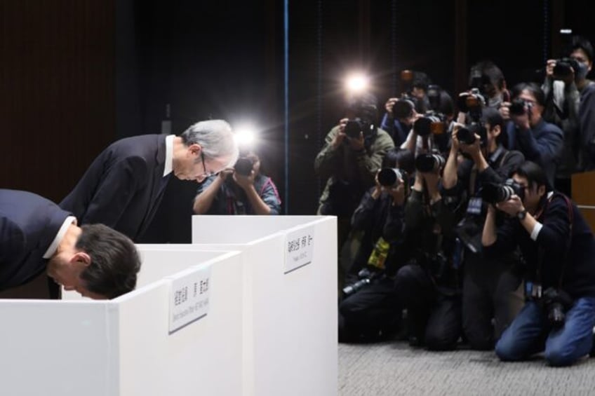 At a press conference, board chairman Akio Toyoda bowed in apology