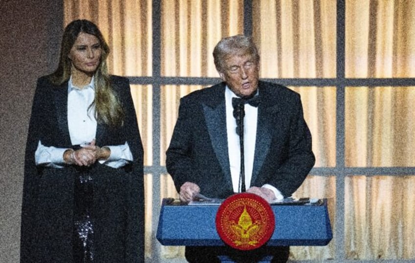 US President-elect Donald Trump and his wife Melania at a candlelight dinner at the Nation