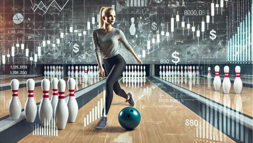 A woman bowling to illustrate AI pin action. 