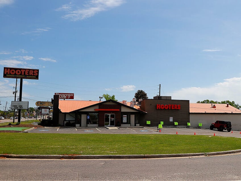 AUGUSTA, GEORGIA - MARCH 30: The parking lot is empty at Hooters of Augusta on Washington