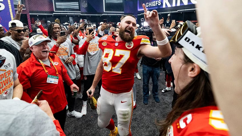 Travis Kelce in locker room