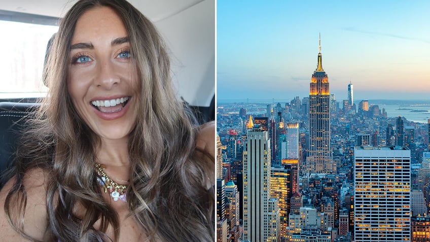 Girl and New York skyline