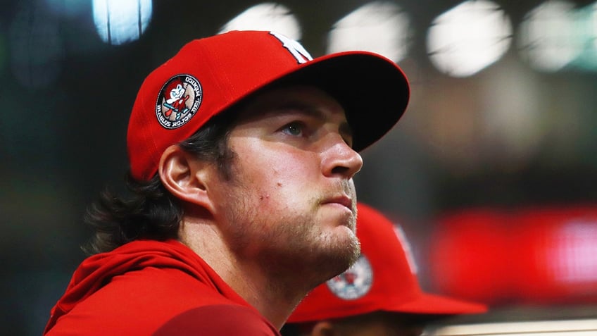 Trevor Bauer looks on