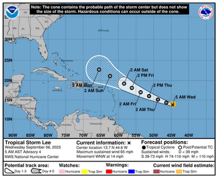 tropical storm lee to become major hurricane threatens us east coast