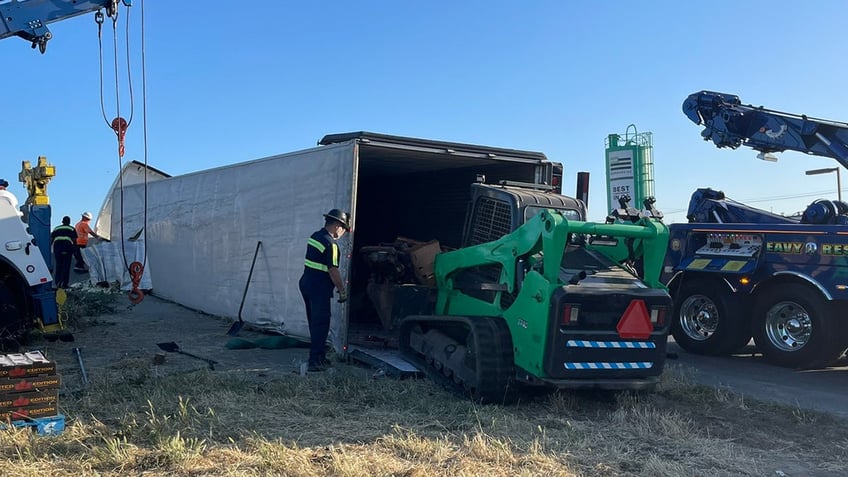 Overturned tractor trailer