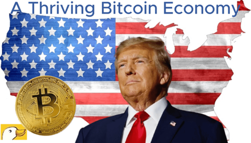 Trump with Bitcoin and American flag