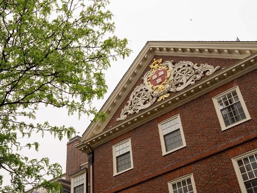 The Harvard University seal on the university's campus in Cambridge, Massachusetts, US, on