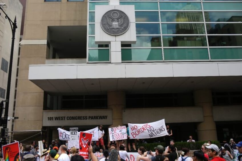 People protest against US Immigration and Customs Enforcement and the first Trump administ